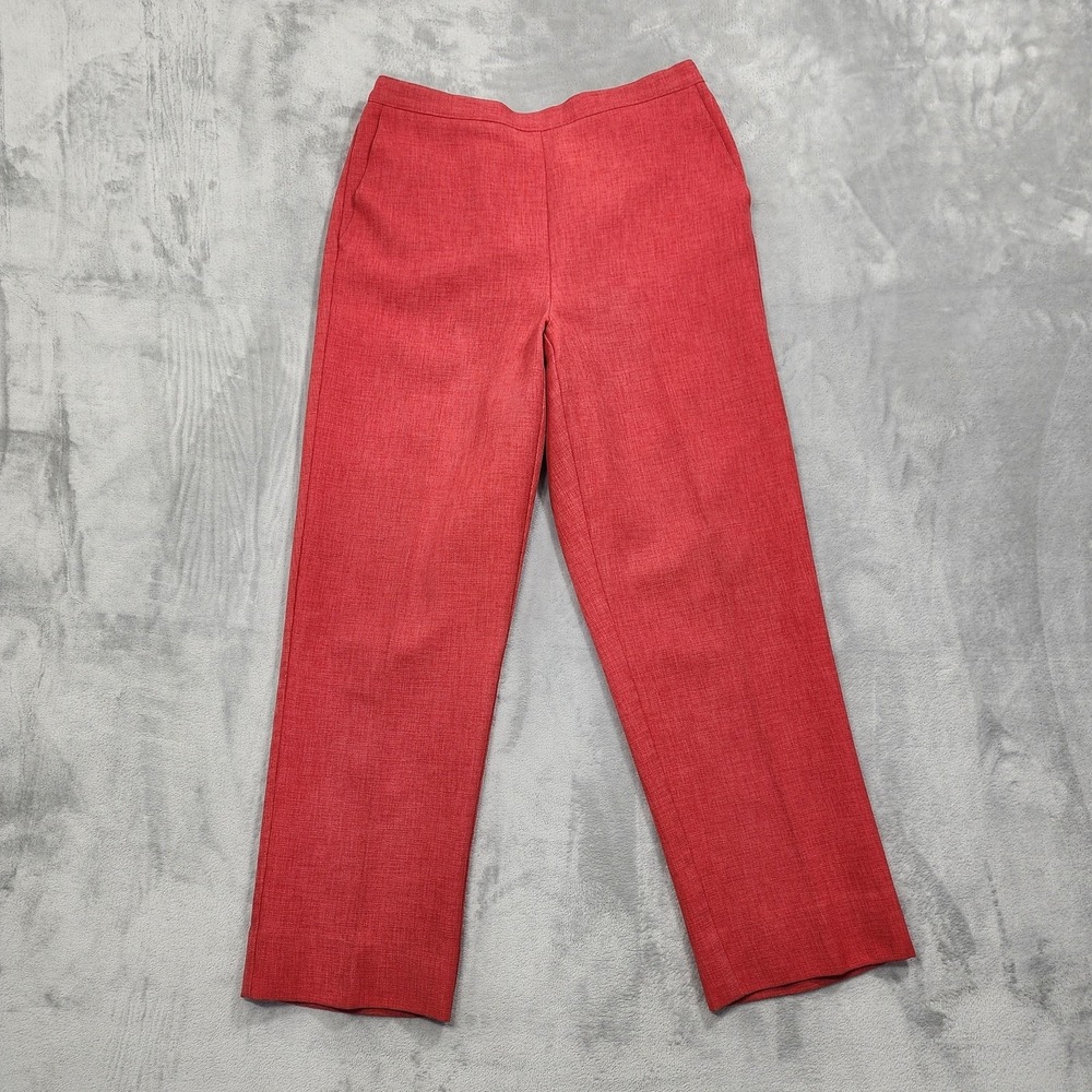 Vintage Alfred Dunner Pants Womens 12 Red Pull On Straight Twill Office Casual